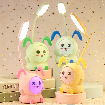 New Cartoon Rechargeable Bedroom Bedside Lamp Small Night Lamp Student Reading Learning Eye-Protection Lamp USB Light