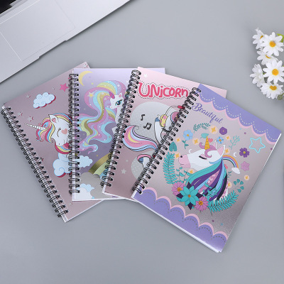 Silver Card Unicorn Hard Case Thickened Coil Notebook Students' Office Stationery Coil Notebook Wholesale
