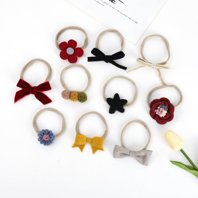 European and American Simple Children's Hair Accessories 10-Piece Set Flower Bow Tie Baby Nylon Headband Baby Headdress Set Female