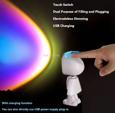 USB Charging Sun Does Not Fall Projection Lamp Rainbow Projection Lamp Projection Lamp Robot Sunset Light