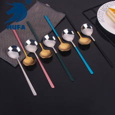 Factory Wholesale Creative Flat Handle Portuguese Stainless Steel Tableware Net Red Gold Plated Korean Spoon Fork Chopsticks Set Customization