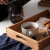 Japanese-Style Oak Mosaic Storage Tray Solid Wood Mortise Rectangular Tea Dim Sum Plate Creative Handle Dish