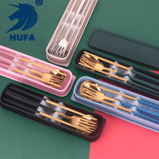 304 Stainless Steel Portuguese Chopsticks Spoon Kit Student Office Worker Travel Outdoor Portable Tableware Three-Piece Set