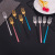 Factory Wholesale Creative Flat Handle Portuguese Stainless Steel Tableware Net Red Gold Plated Korean Spoon Fork Chopsticks Set Customization