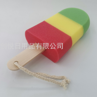 Large Ice Sucker Three-Color Cartoon Creative Ice Cream Bath Sponge Brush Multifunctional Bath Cleaning Sponge