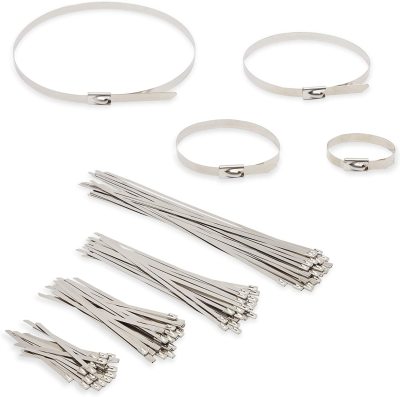 304 Stainless Steel Cable Tie, Self-Locking Metal Necklace Chain 4-Sample Marine Cable Ties Strap Corrosion Resistant High Temperature Resistant Cable Tie