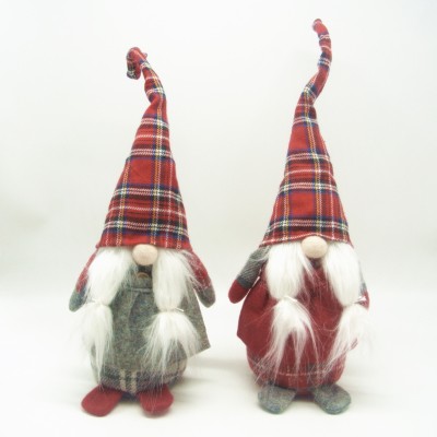Checked Cloth Santa Claus and Girls Christmas Decorations Wholesale Use