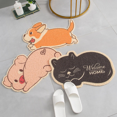 Cartoon Animal-Shaped Wire Ring Foot Mat Household Entry Entrance Mats Entry Door Door Mat PVC Non-Slip Floor Mat