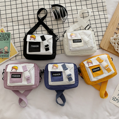 Korean Style Fashion Nylon Cloth Small Square Bag Horizontal Harajuku Girl Solid Color Single-Shoulder Bag Nylon Shoulder Crossbody Bag Wholesale