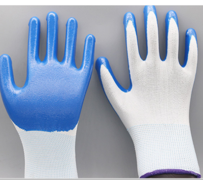 Manufacturer's Ding Qing Impregnated Protective Gloves Supplies 13-Pin Nylon Nitrile Pure Glue Customized According to Customer Requirements