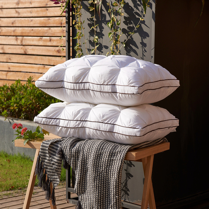 亲肤舒适立体魔方羽丝绒枕 酒店全棉纽花立体羽丝绒护颈椎枕芯