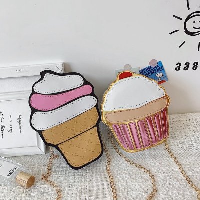 2021 Cake Ice Cream Personalized Children's Bag Cute Fashion Chain Shoulder Messenger Bag Shiny Women's Bag