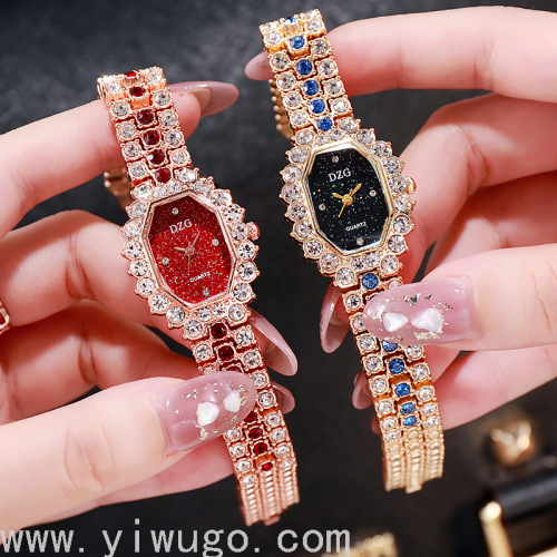 dzg cross-border hot selling watch foreign trade chain square watch full diamond women‘s watch fashion casual starry face watch factory direct sales