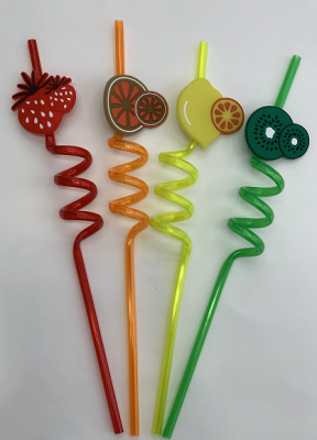 [Factory Direct Sales] Fruit-Shaped Plastic Straw for Export to Europe and America Disposable Environmental Protection Straw