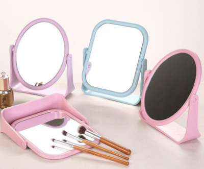 European-Style Desktop Makeup Mirror Desktop Vanity Mirror Desktop Rotating Mirror Simple Double-Sided Cosmetic Mirror 