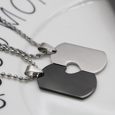 Titanium Steel Couple's Pendant Stainless Steel Hollow Dog Tag Couple Custom Logo Advertising Gift Factory Direct Sales