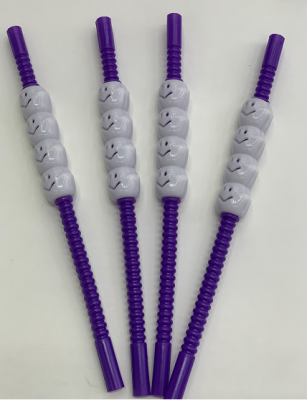 [Factory Direct Sales] Ghost-Shaped Plastic Straw for European and American Dances Disposable Environmental Protection Straw