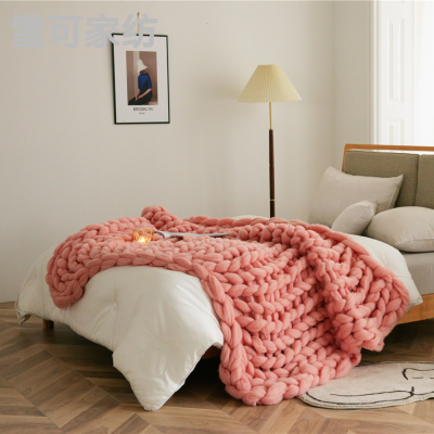 Coarse Yarn Acrylic Woven Blanket Arm Knitted Blanket Sofa Blanket Thick Thread Blanket