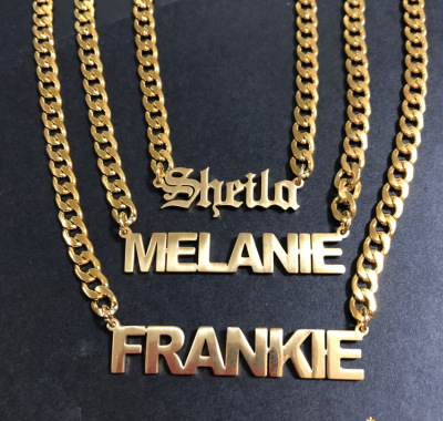 Curb Chain Customized Necklace Old English Name Necklace Women's Hip Hop Necklace Accessories Manufacturer Customized Stainless Steel
