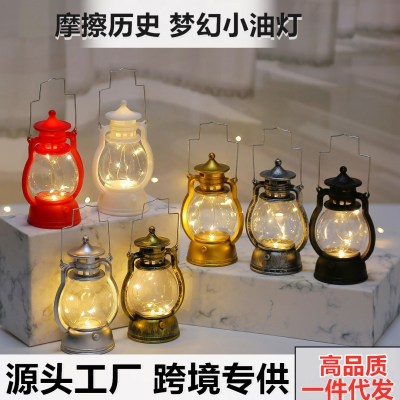 Christmas Retro Small Oil Lamp Electric Candle Lamp Led Small Horse Lamp Creative Ornament Furnishing Gift Storm Lantern