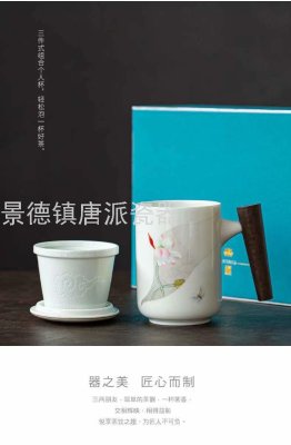 Jingdezhen Bone China Office Cup Ceramic Cup Cup with Cover Single Cup Mirror Cup Gift Cup Promotion Customization