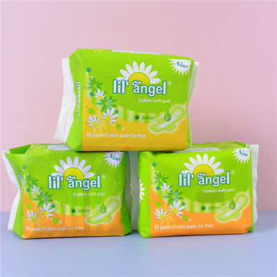 Daily 245mm Skin-Friendly Soft Cotton Girl Sanitary Napkin 10 Pieces +2 Pieces Health Pad