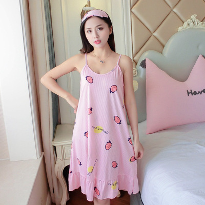 Sleeveless Slip Nightdress Women's Summer Thin Milk Silk Loose plus Size Pajamas Girly Style Home Wear Factory Direct Supply