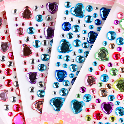 Factory Direct Sales 3D Stereo Rhinestone Painting Stickers Female Children DIY Acrylic Handmade Ins Crystal Decoration Phone Case