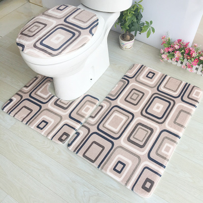 One Piece Dropshipping Flannel Bathroom Toilet Three-Piece Carpet Sponge Water-Absorbing Non-Slip Mat Floor Mat Bathroom Step Mat
