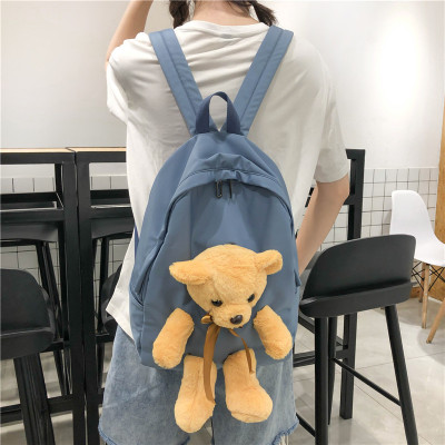 Japanese Style Students All-Matching Ins Canvas Backpack for Women 2021 New Popular Online Popular Cute Bear Backpack
