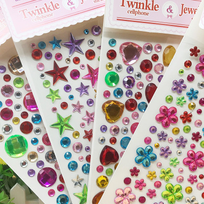 Children's Diamond Stickers round Love round Plum Shape DIY Handmade Creative Self-Contained Adhesive Stickers