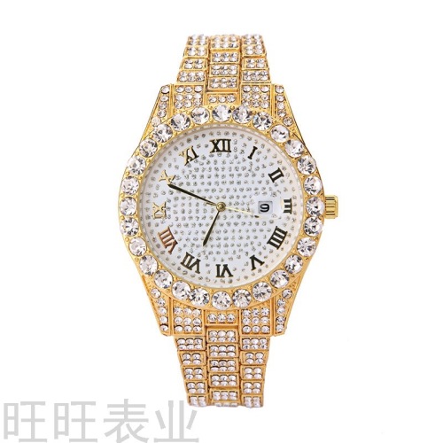 foreign trade new light luxury fashion steel band diamond women‘s watch simple roman scale full diamond quartz watch wholesale