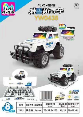 cross-border hot sale novelty toy 7722 simulation sound and light inertia off-road vehicle 8pcs educational toy car model