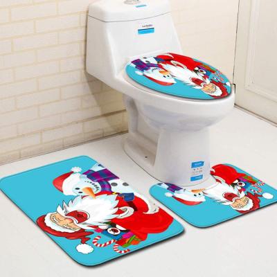 Cross-Border Bathroom Bath Mat 3D Printed Mat Bathroom Toilet Three-Piece Set One Piece Dropshipping Customization