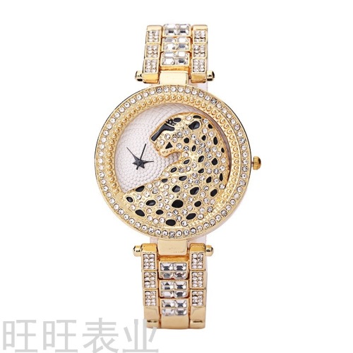 foreign trade cross-border hot fashion steel belt diamond women‘s watch rhinestone leopard print full diamond quartz watch wholesale