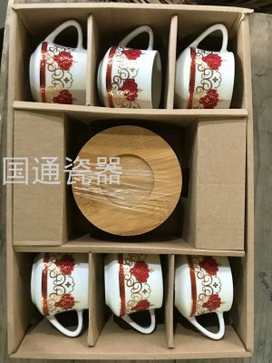 New Ceramic Printing Coffee Set Middle East Coffee Set Set Breakfast Cup Milk Cup Wholesale Customization