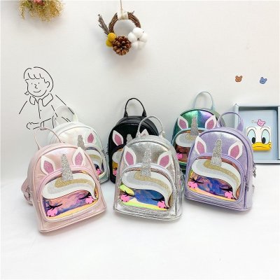 Girls' Bags 2021 New Personalized Pu Kindergarten Backpack Girls and Children's Western Style Fashion Baby Schoolbag Wholesale