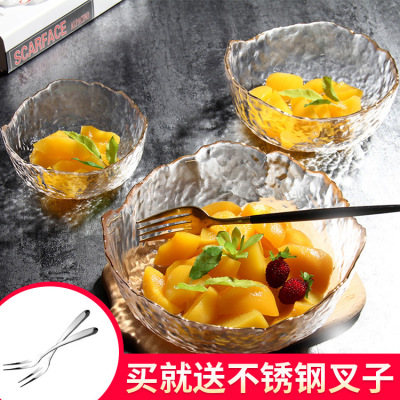 Tableware Group Purchase Glass Hammer Pattern Phnom Penh Salad Bowl Household Tea Basin Living Room Creative Fruit Plate