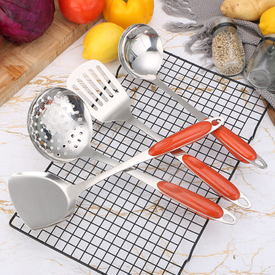 Stainless Steel Kitchenware Kitchen Home Cooking Spatula Colander Hanging Anti-Scald Handle Design Factory Wholesale
