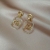 Sterling Silver Needle Korean-Style High-Grade Double-Ring Tag Graceful Online Influencer Diamond-Embedded Square Ear Studs