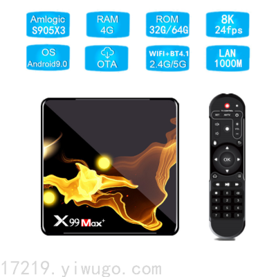 8K HD Network TV-Set Box 905x3 Android 9.0 Gigabit Network Dual-Band WiFi Bluetooth Smart Player