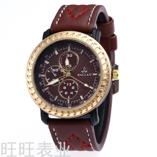 New Products in Stock Raglan Men‘s Tire Pattern Watch Fashion Luminous Three Eyes Hot Selling Step-on Line Belt Men‘s Watch