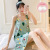 Slip Nightdress Women's Summer with Chest Pad Milk Silk Pajamas Cute Cartoon Strawberry Student Homewear Free Eye Mask