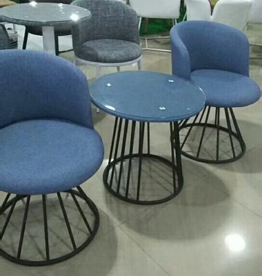  and Chair Combination Small Table Simple European Sofa Combination round Tempered Glass Small Coffee Table Simple Moder