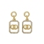 Sterling Silver Needle Korean-Style High-Grade Double-Ring Tag Graceful Online Influencer Diamond-Embedded Square Ear Studs