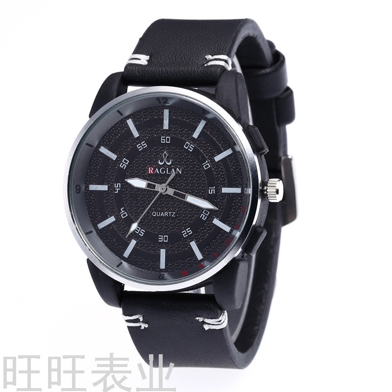 厂家直销Raglan男士间色手表 时尚个性夜光跨境热销踩线皮带男表