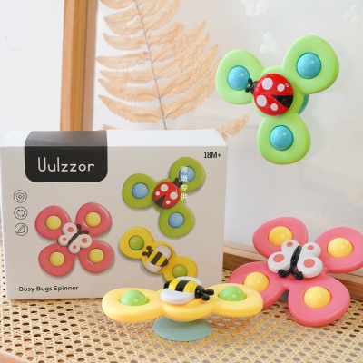Rotating Plate Rotating Insect Flower Baby Dining Table and Chair Sucker Rotary Table Gyro Children's Toy