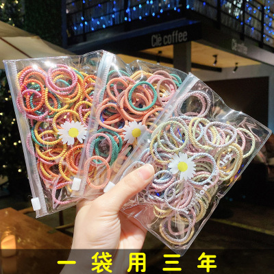 Internet Celebrity Thick Color Seamless Rubber Band Korean Style Children Candy-Colored Hair Tie Fresh Cute Little Girl Hair Accessories