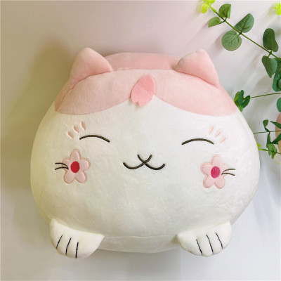 Factory Direct Sales Children's Soothing Plush Toy Japanese Cherry Blossoms Lucky Cat Pillow Doll Sample Customization