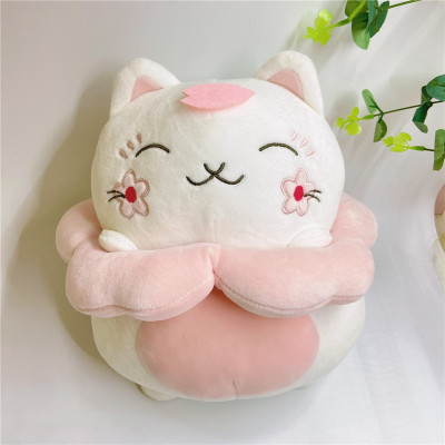 Factory Direct Sales Children's Soothing Plush Toy Japanese Cherry Blossoms Lucky Cat Pillow Doll Sample Customization